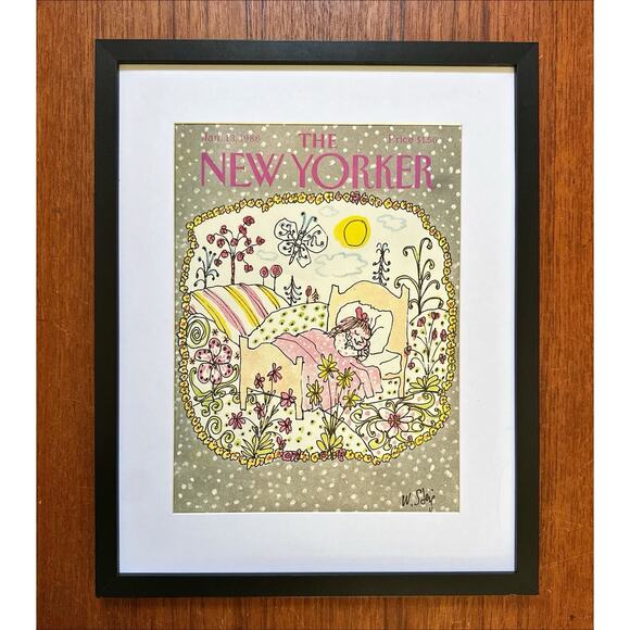 Framed 1986 The New Yorker Magazine Cover January 13 William Steig - Picture 1 of 3